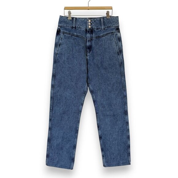 Sezane Tapered Denim Trouser Jeans High Waisted Hemmed - Picture 12 of 12